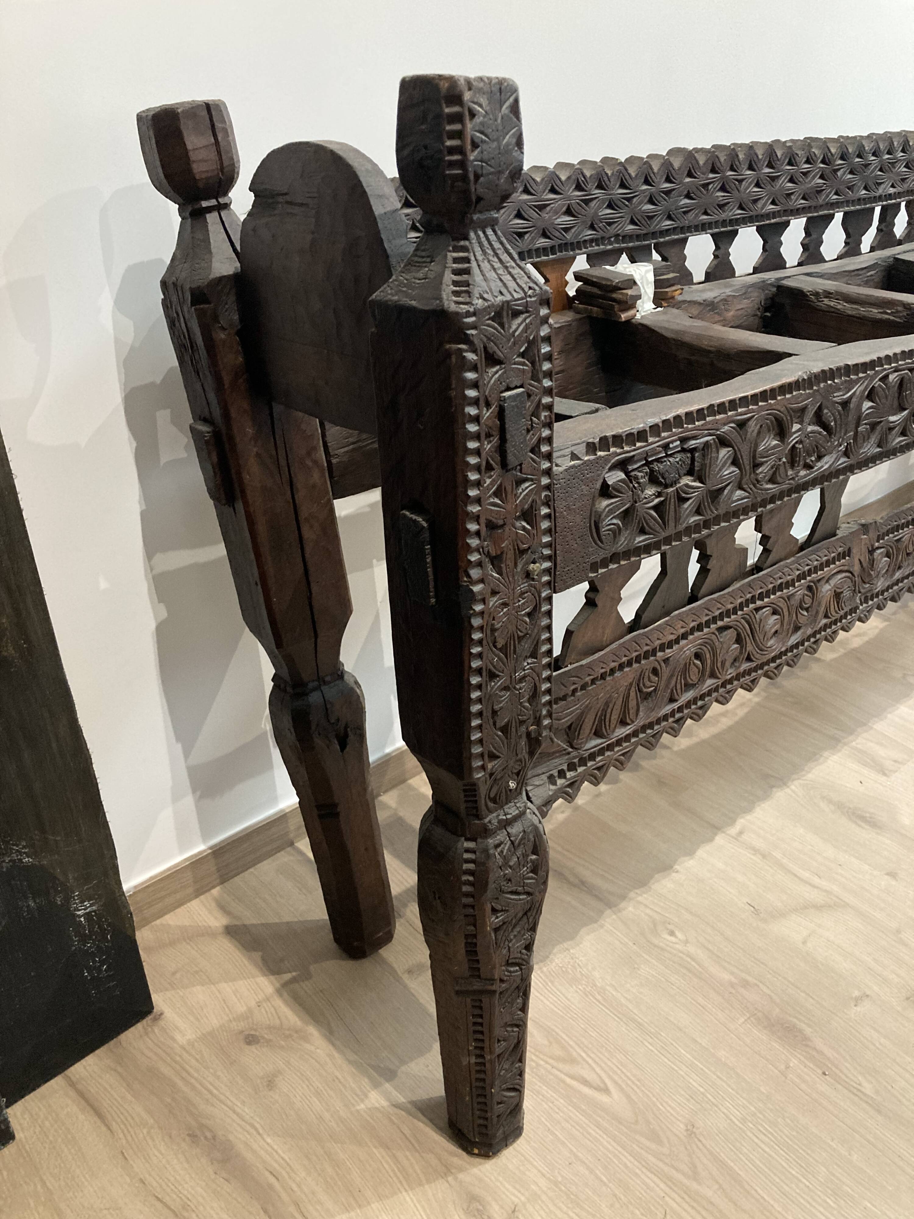 Jar holder carved wood indian nineteenth century