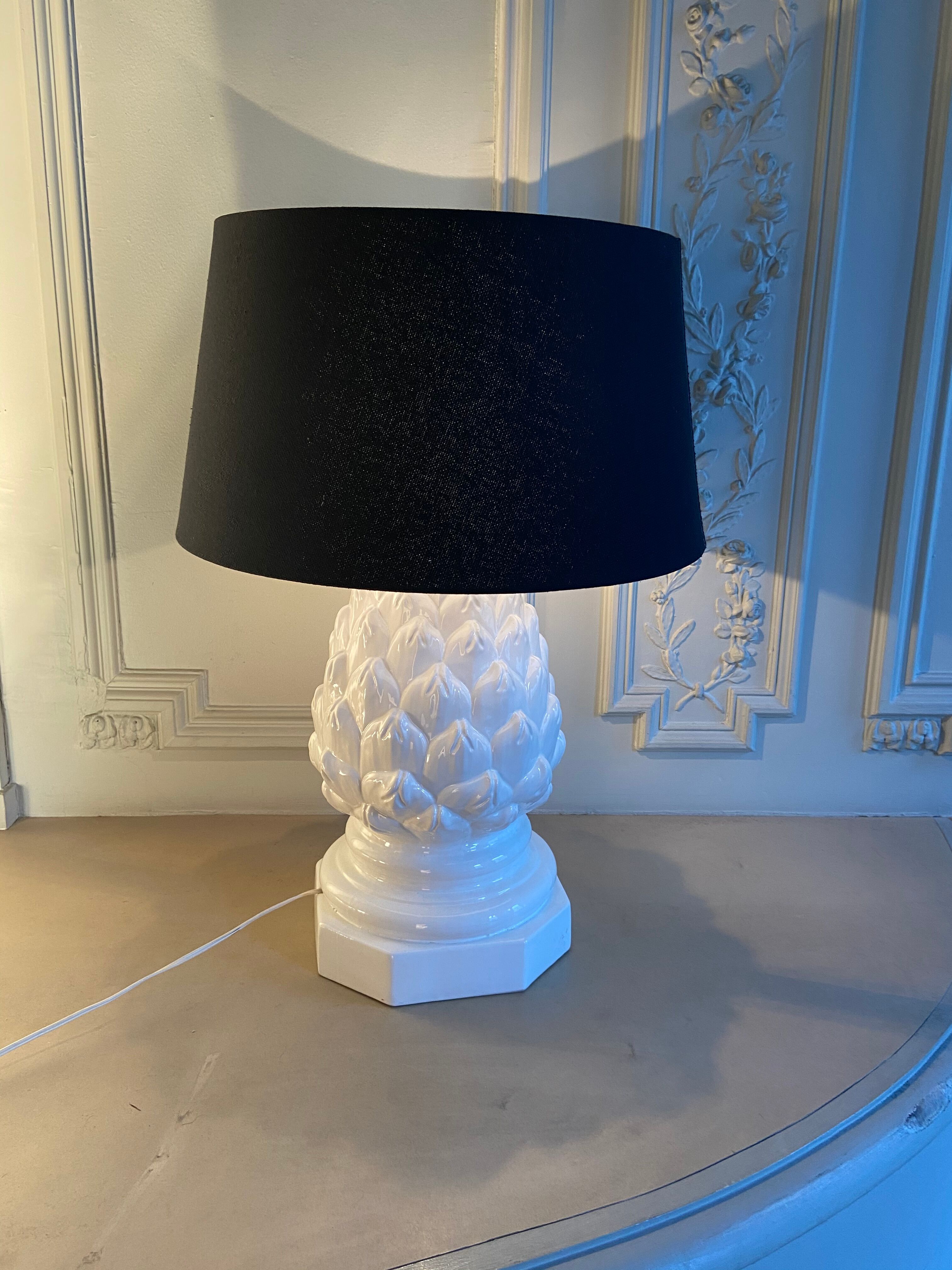 Imposing ceramic table lamp artichoke shape, Italy, 1960s