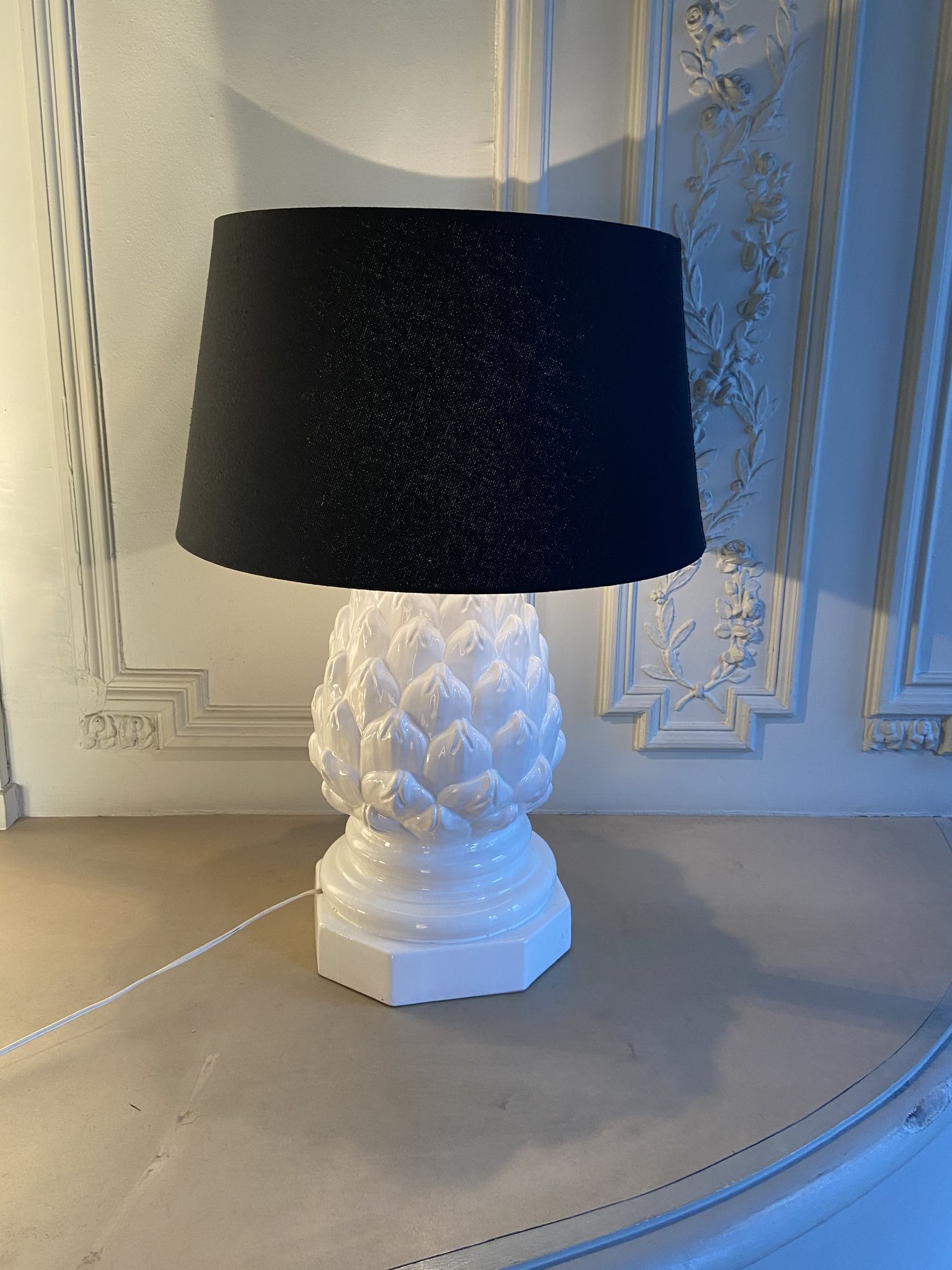 Imposing ceramic table lamp artichoke shape, Italy, 1960s