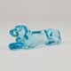6 repose-couteaux Art déco français en verre bleu clair, années 1930 représentant un teckel ou basset