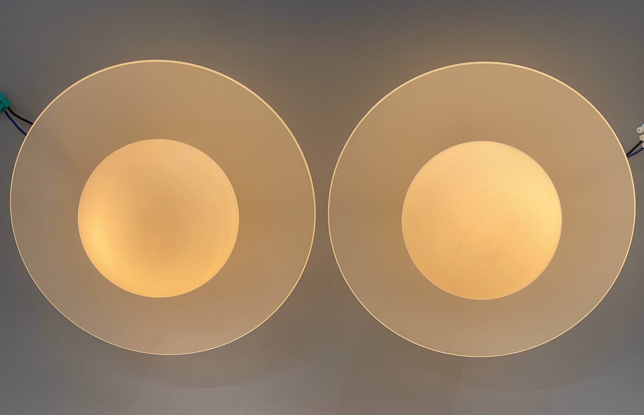 Pair of Space Age Glass & Ceramic Ceiling Lights, 1950's