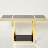 Italian console brass black opaline glass 1970s
