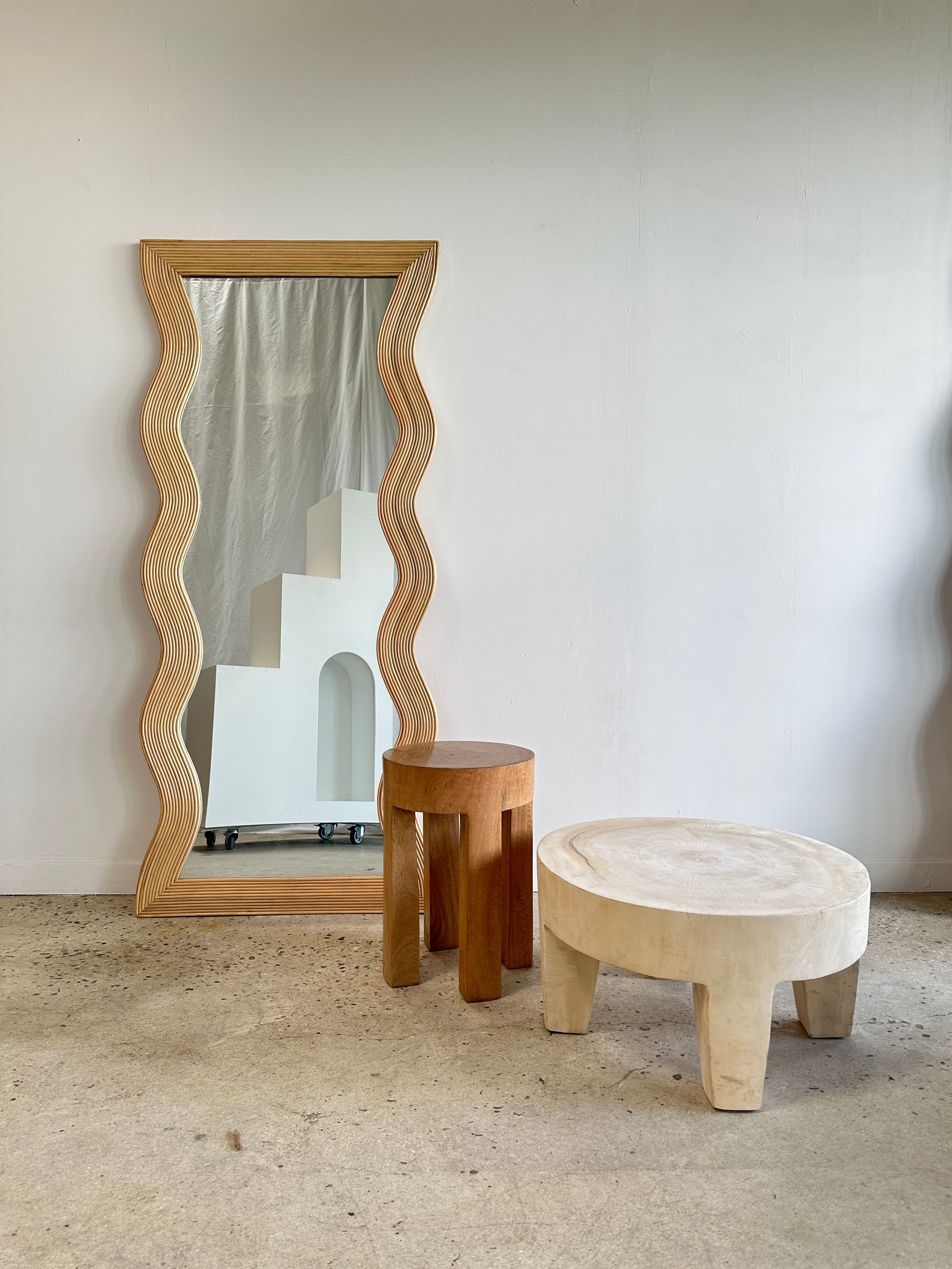 Zigzag rattan foot mirror H:182cm