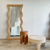 Zigzag rattan foot mirror H:182cm