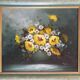HST painting "Bouquet of flowers in a vase" signed + cadere ec. XX°