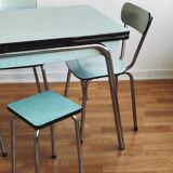 Table & chaises formica bleu