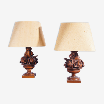 Brazilian Carved Luxerous Tablelamps - Set of 2