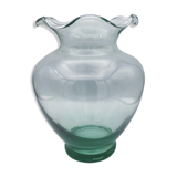 Vase in glass blown to collerette shades of vert 25 cm