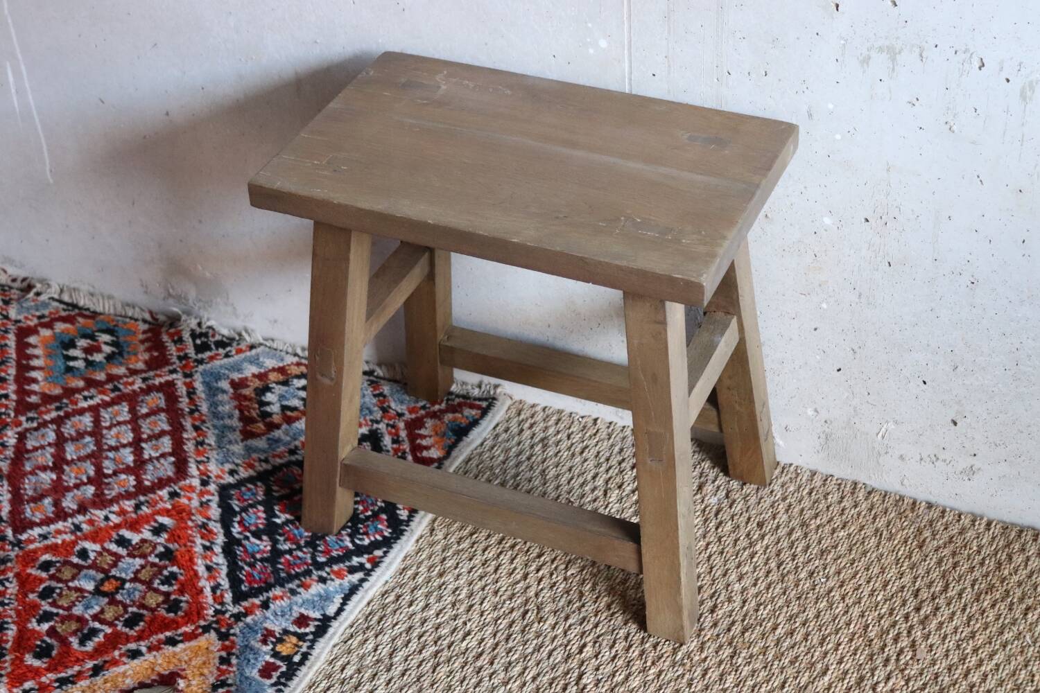 Antique oak farm stool