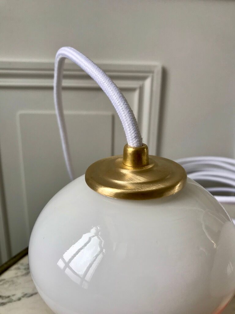 Set of 4 suspensions tulips in opaline orange gradient thread orange and white 70s