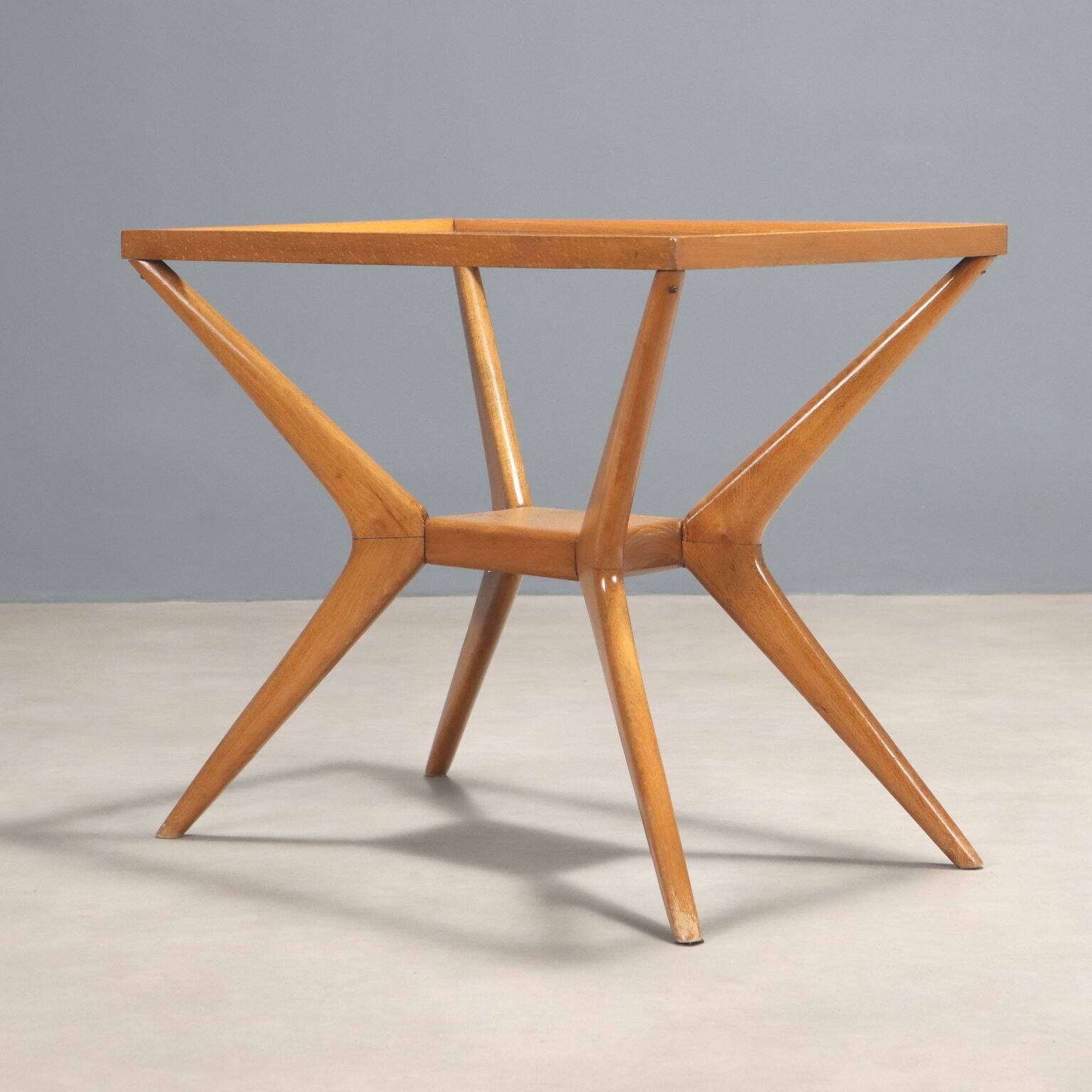 Table basse rectangulaire vintage en bois et verre, design italien des années 60