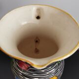 Vintage ceramic pitcher with brightly colored patterns West Germany 118.