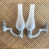 Pair of vintage silver fish wall lights