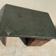 Modernist desk in wood and green moleskin upholstery