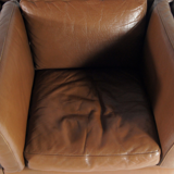 Vintage chair in teak and Danish retro leather 60s 70s