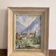 Watercolour Painting of a Village by the Lake Charpentier Mountain