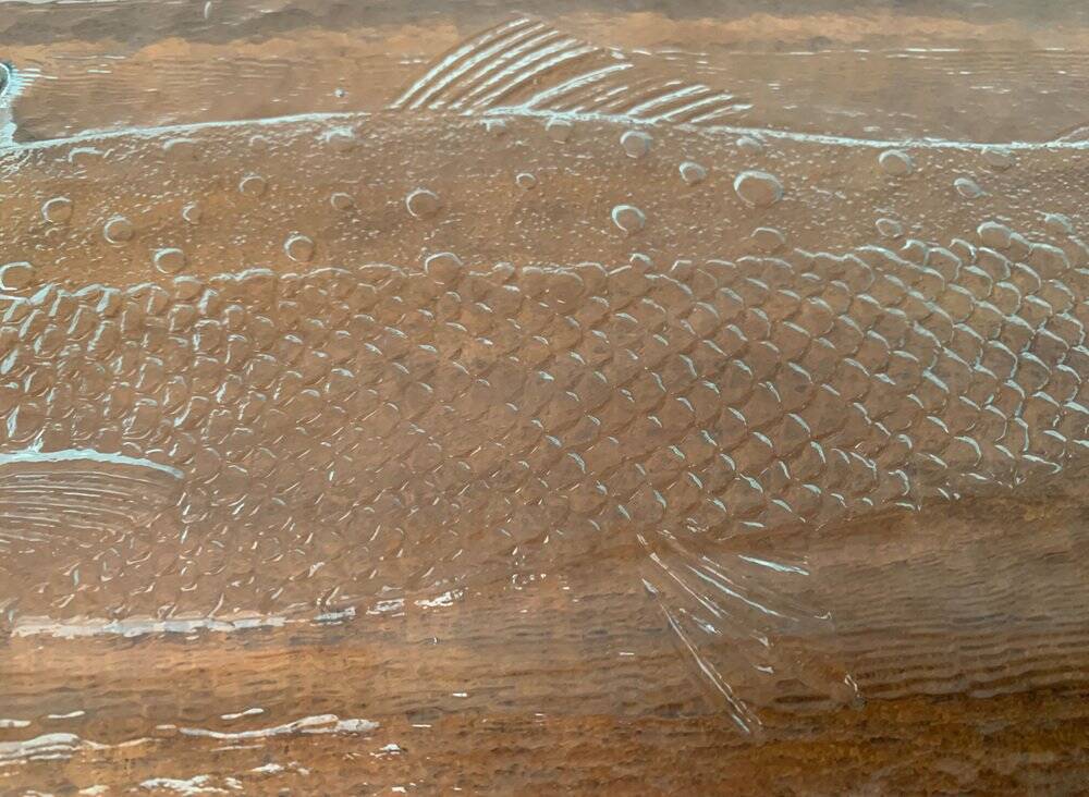 Large Vintage Glass Plate in the Shape of a Swedish Fish by Pukeberg Glass