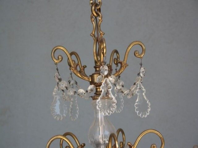 Gilded tassels time 1900 bronze chandelier