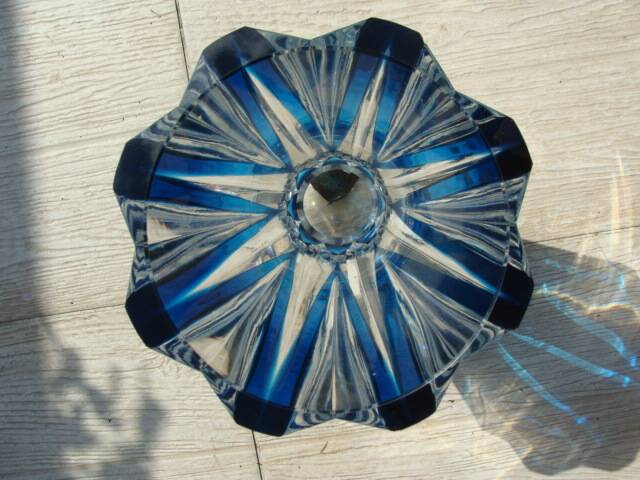Large blue crystal vase
