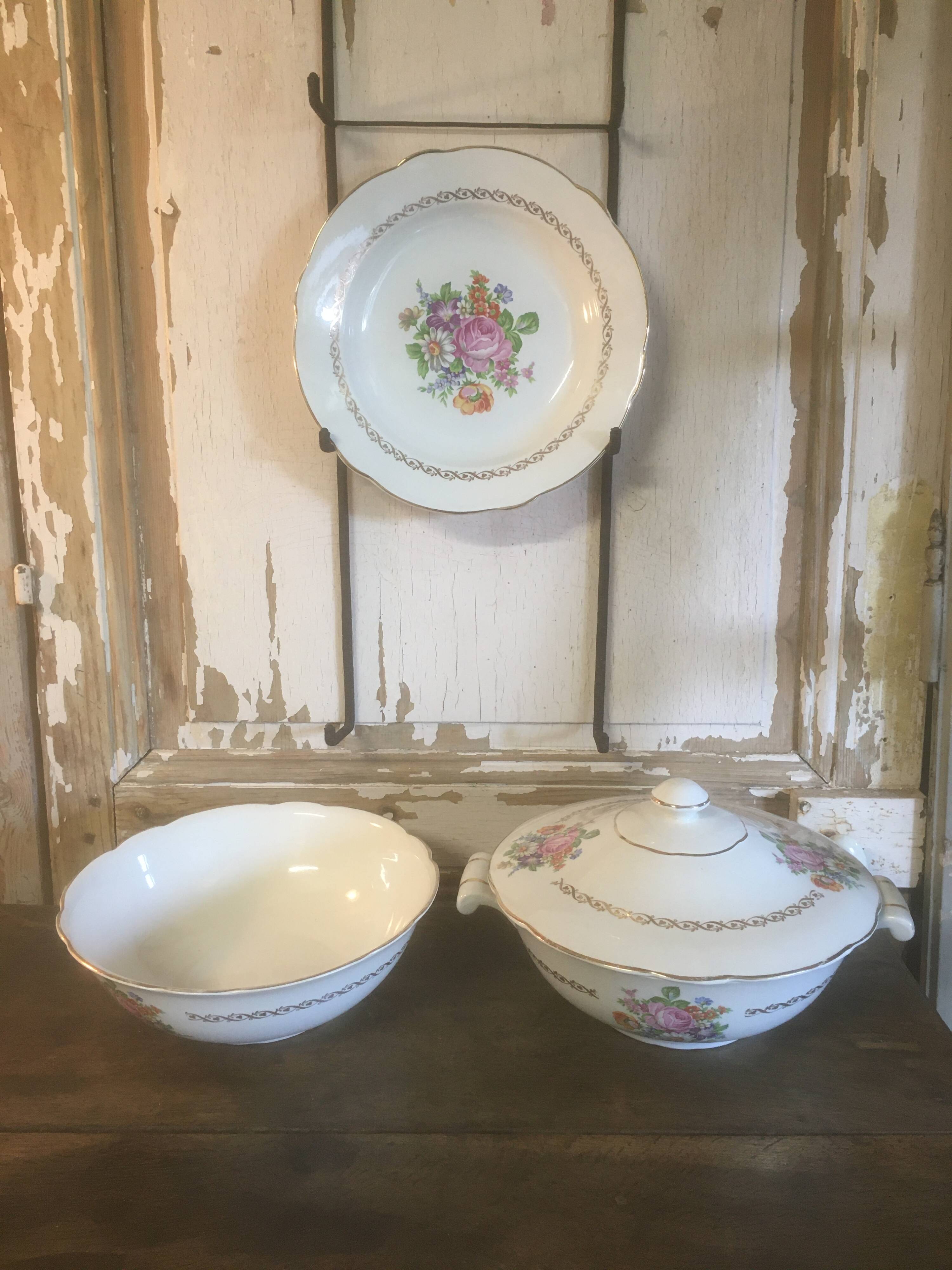 Set of tureen, salad bowl and "Irene" dish in Luneville earthenware