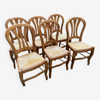 6 solid beech wooden chairs