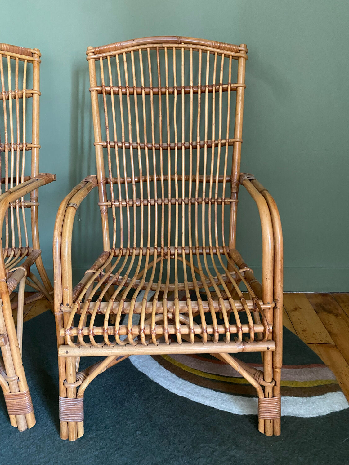 Pair of rattan armchairs