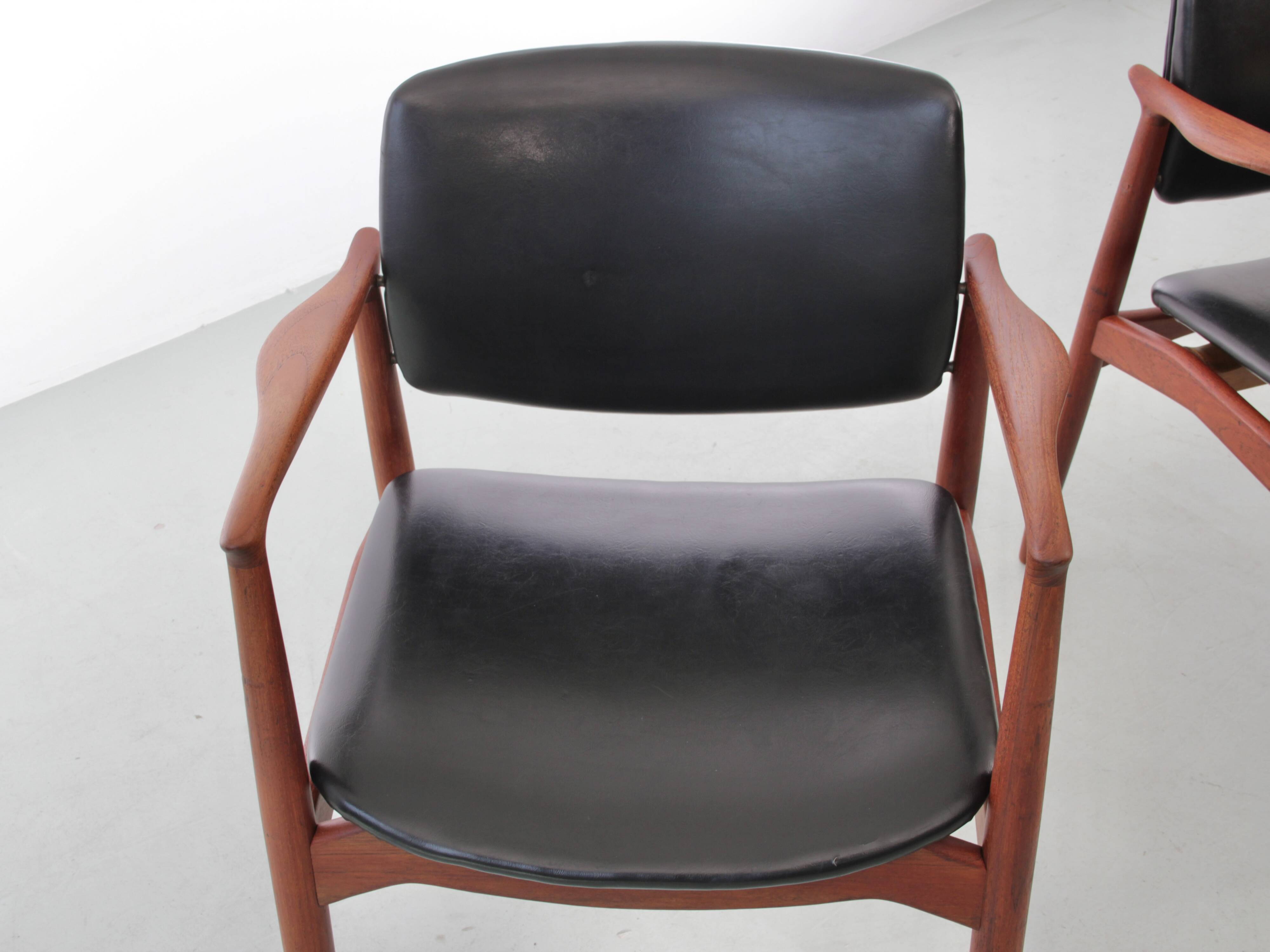 Pair of Scandinavian teak armchairs, model 66