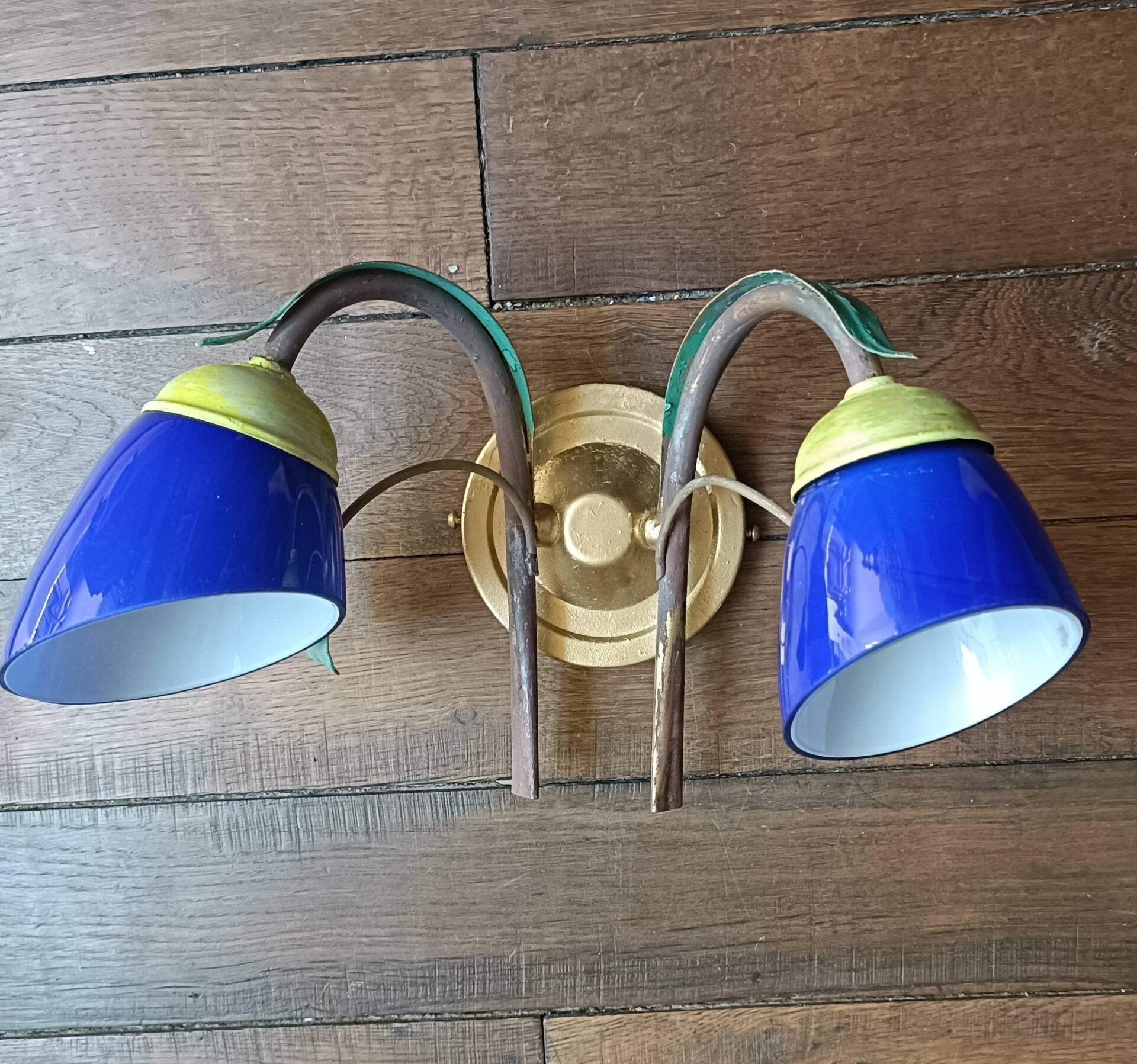Colourful vintage two-arm wall light