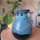 Vintage Accolay ceramic vase - speckled blue enamel - signed - 17 cm