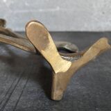 Old iris flower candle holder in solid brass