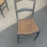 Series of 6 chairs Napoleon III era in blackened wood and canning