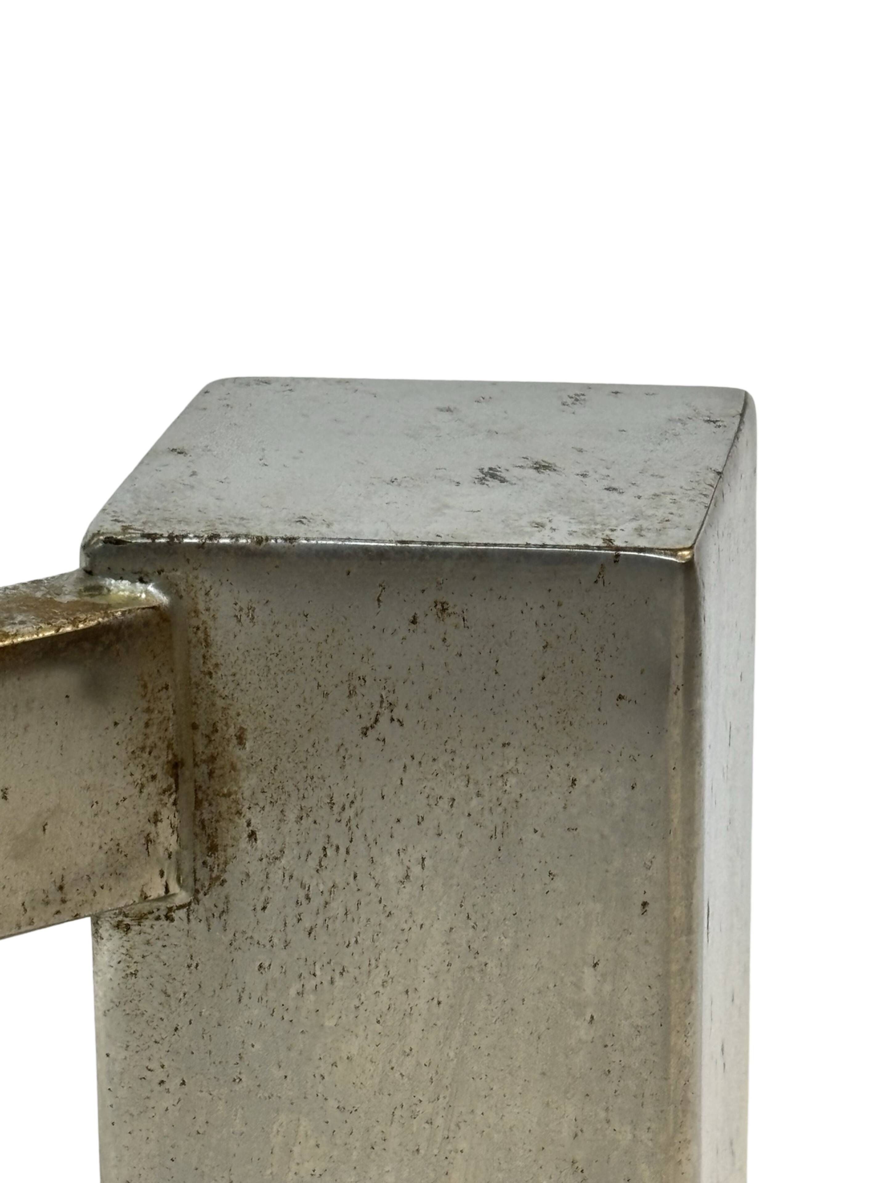 Table basse carrée plateau en pierre et piètement en acier chromé - années 60