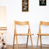 Pair of cane and beech chairs