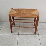 Vintage straw seat bench stool