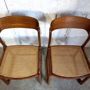 Suite of 2 vintage chairs sleigh canées Baumann 70s