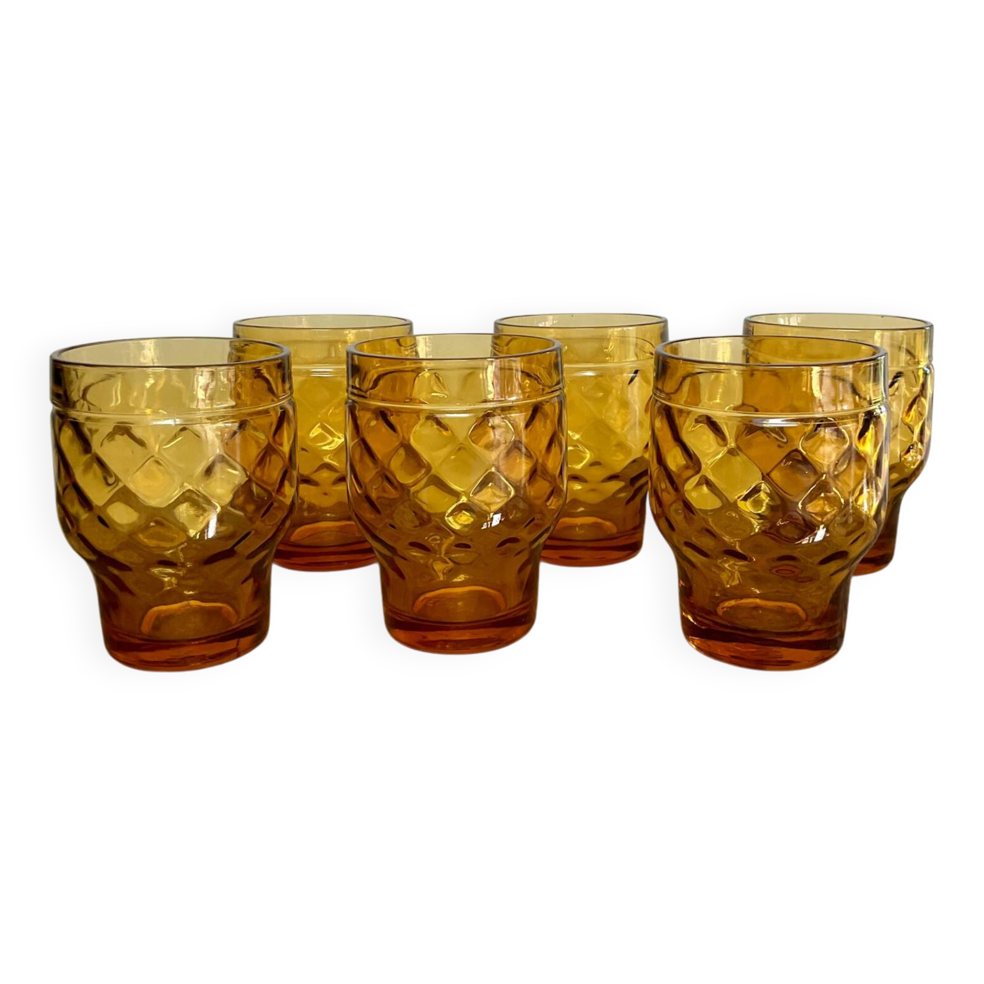 6 amber glasses