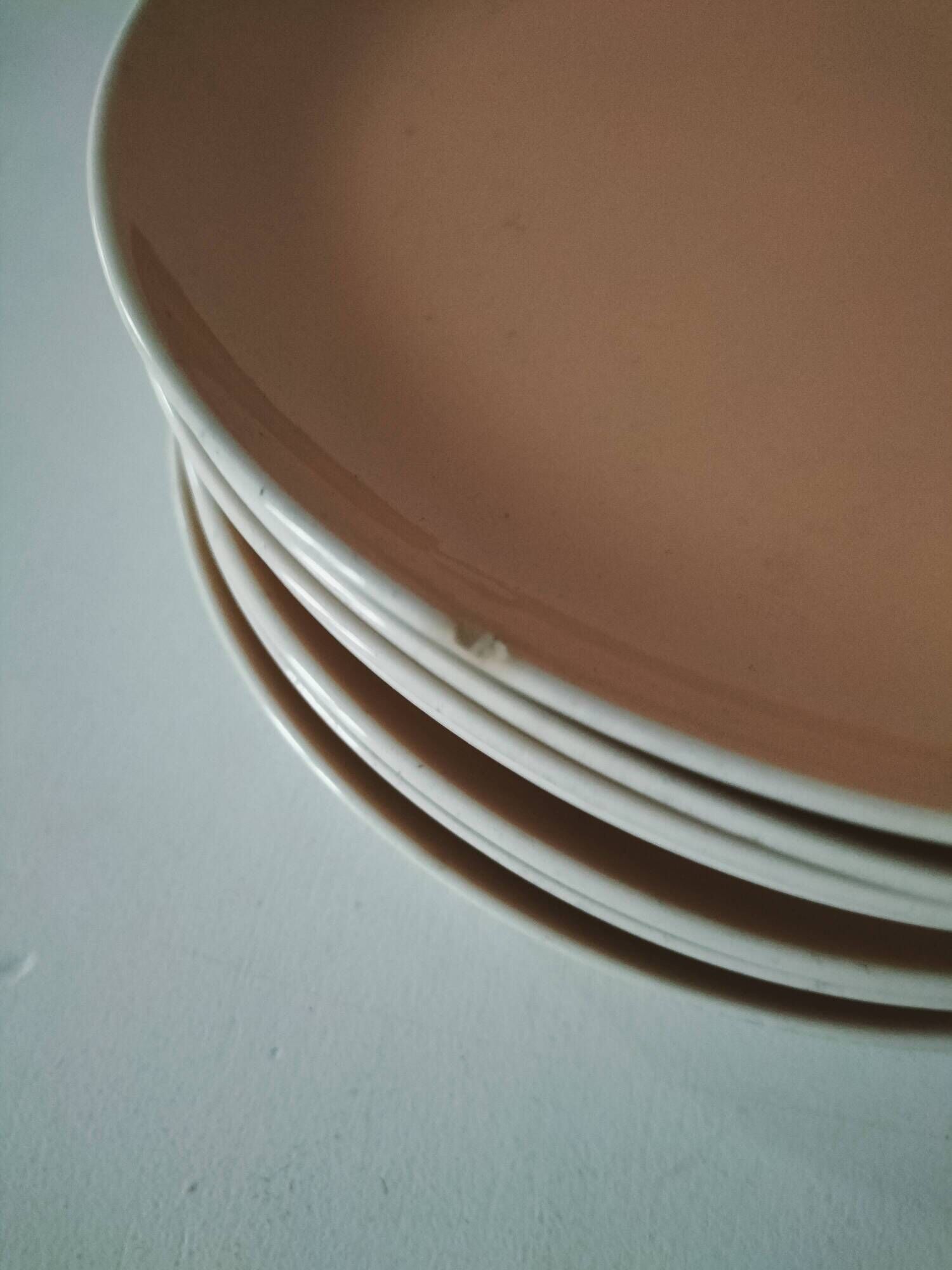 Set of 8 Villeroy & Boch Saar pattern plates, powder pink, 1950s
