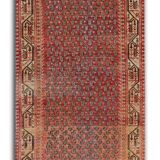 Traditional Persian Runner Rug Handwoven Oriental Blue Wool Persian Carpet 100x307cm