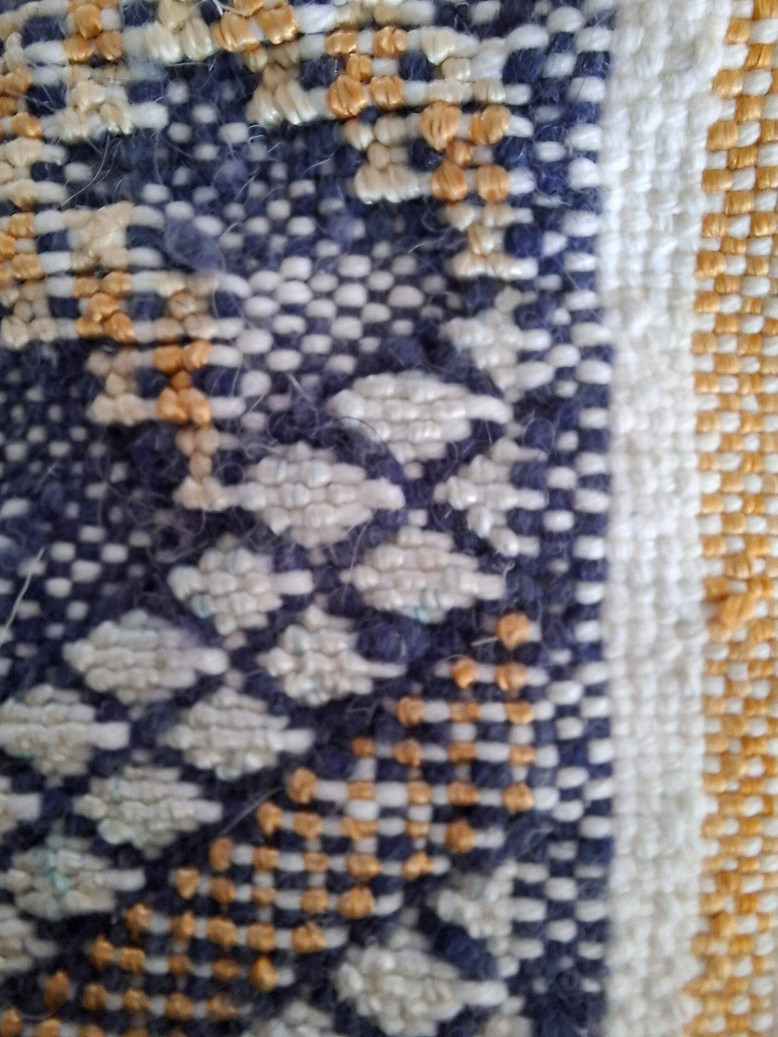 Grand Tapis Zanafi Artisanal — Composition Graphique Indigo & Terracotta