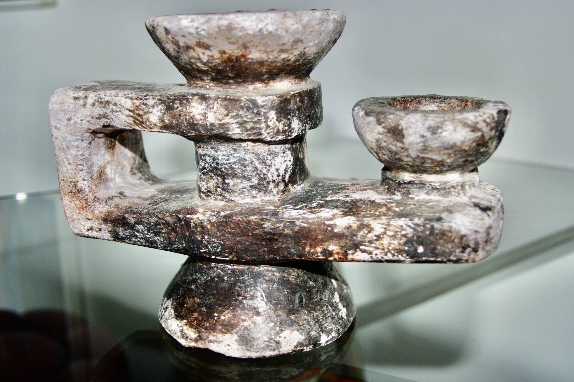 Brutalist stone candle holder 1960