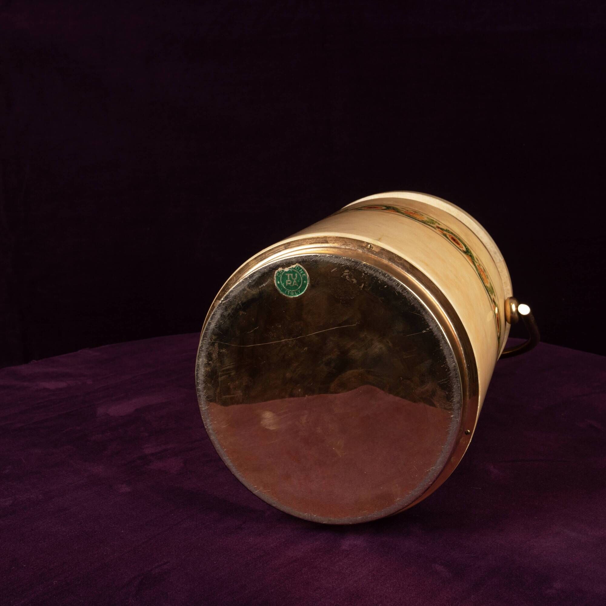 Aldo Tura Mod. 1225D Goatskin Parchment Ice Bucket / Thermos Italy 1970