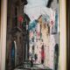 Street landscape - oil on canvas, framed and signed (to be deciphered)