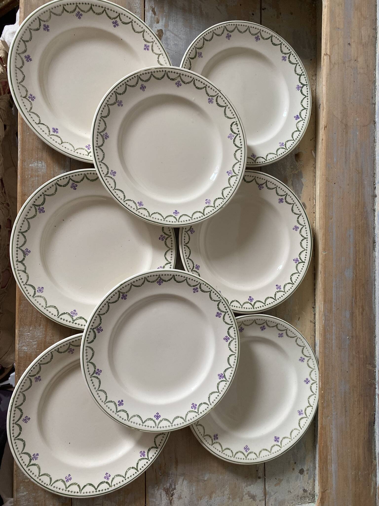 Flat plates Longwy model "Violetta", early 20th century