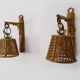 Pair of rattan and cane lantern wall lights. 1950s-1960s