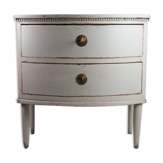 Commode gustavienne avec deux tiroirs en gris peints à partir de l’année 1890