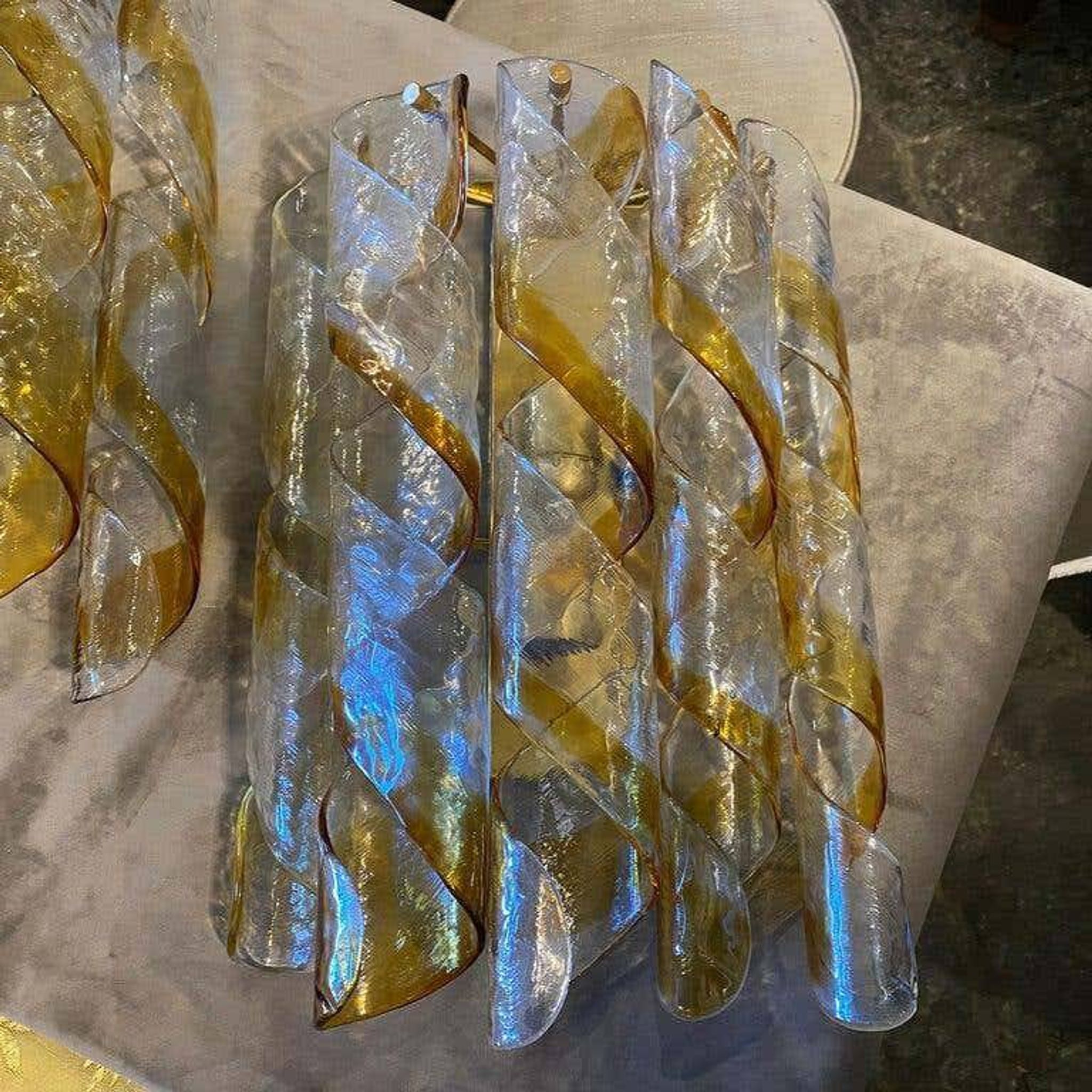 Pair of wall lights AV Mazzega Torciglione Murano