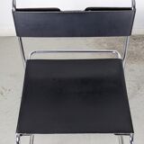 Suite of 4 chairs in chromed metal and leather by Giovanni Carini for Planula - 70s