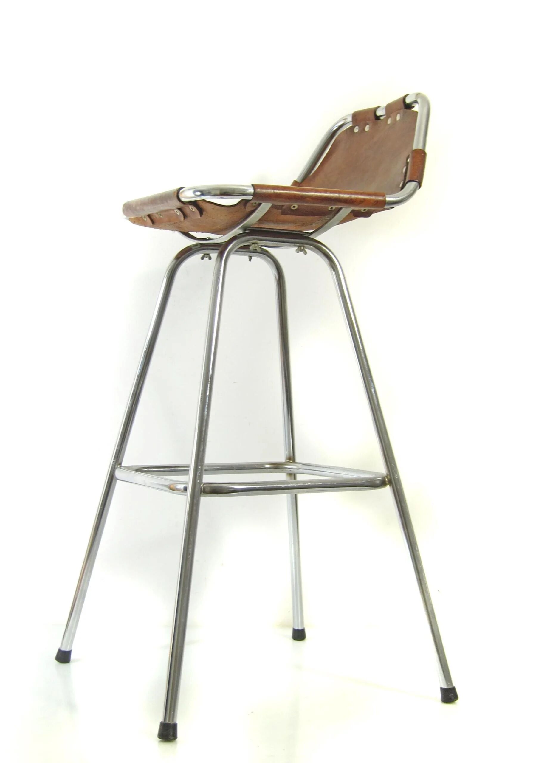 Charlotte Perriand "Les Arcs" vintage saddle leather bar stool – 1960s