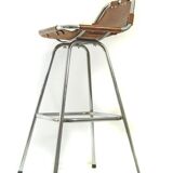 Charlotte Perriand "Les Arcs" vintage saddle leather bar stool – 1960s