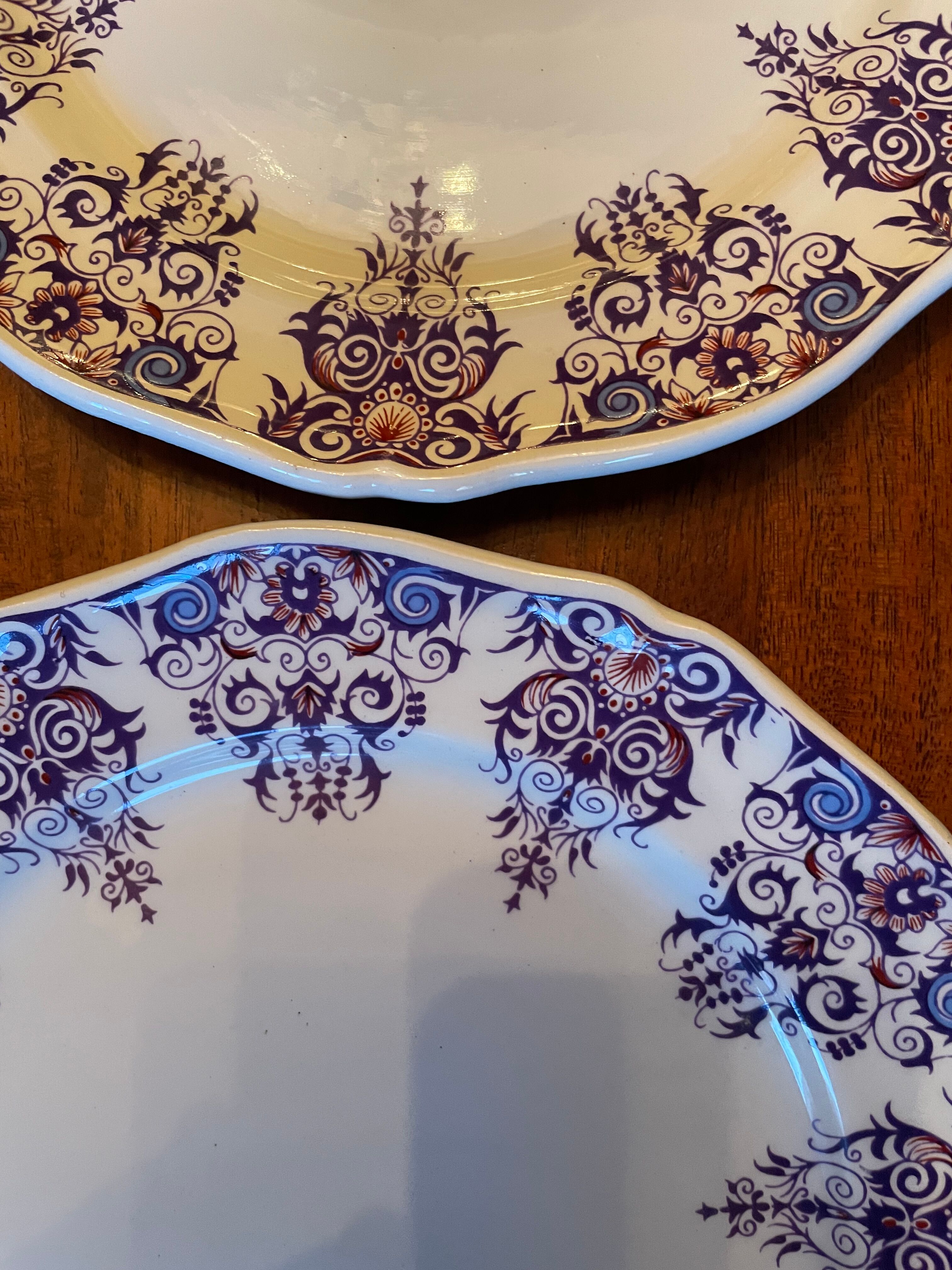 Set of 11 dessert plates St Amand Vieux Rouen